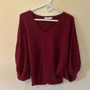 Chic Burgundy V-Neck Sweater